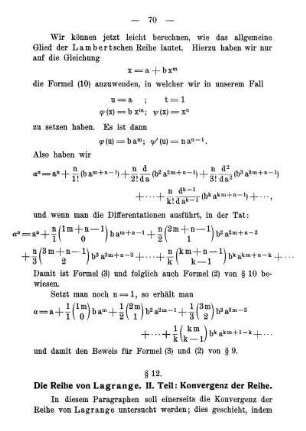 § 12. Die Reihe von Lagrange II. Teil: Konvergenz der Reihe.