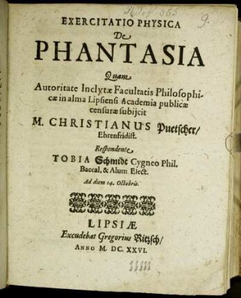 Exercitatio Physica De Phantasia