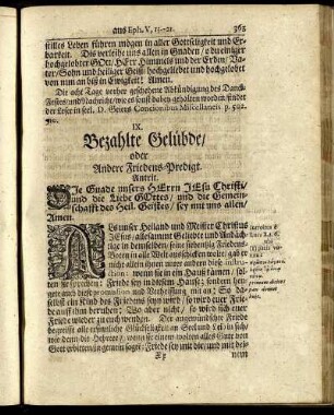 IX. Bezahlte Gelübde/ oder Andere Friedens-Predigt.