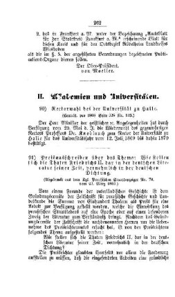 Rectorwahl bei der Universität zu Halle : [II. Akademien und Universitäten]