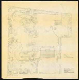 Wohnhaus Axel Springer Bernadottestraße 7-9, Berlin-Grunewald: Lageplan mit Gartenplan 1:200, Vorentwurf A