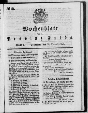 Nr. 51, Ausgabe vom 20. Dezember 1845