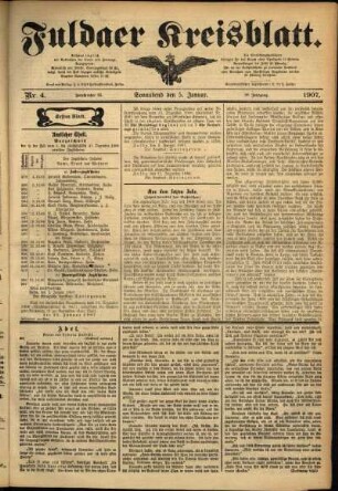 Erste Ausgabe vom Samstag, den 05. Januar 1907.