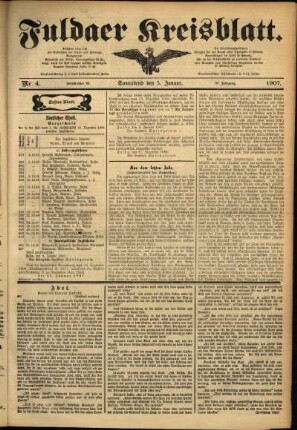 Erste Ausgabe vom Samstag, den 05. Januar 1907.