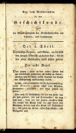 Die erste Regel. [bis] Die neunte Regel.