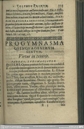 Progymnasma Quinquagesimum Sextum. Virtus in teneris