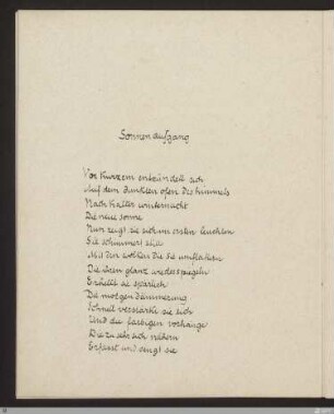 Sonnenaufgang (Ein Sonnenaufgang) : [SW I: H8]; [SW I, S. 76/129]