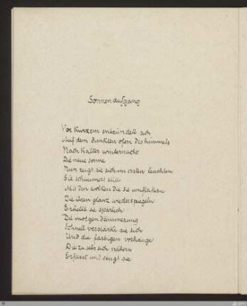 Sonnenaufgang (Ein Sonnenaufgang) : [SW I: H8]; [SW I, S. 76/129]