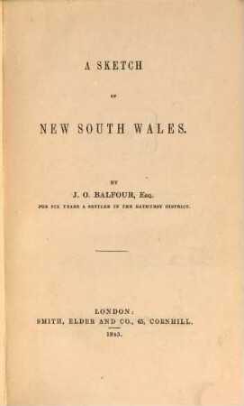 A sketsch of New South Wales