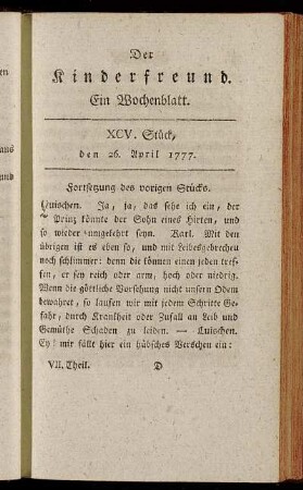 XCV. Stück, den 26. April 1777