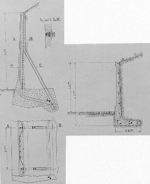 Betonstützmauer, Schema : Technikgeschichte | Industrie und Technik | Beton (Betonbauten)