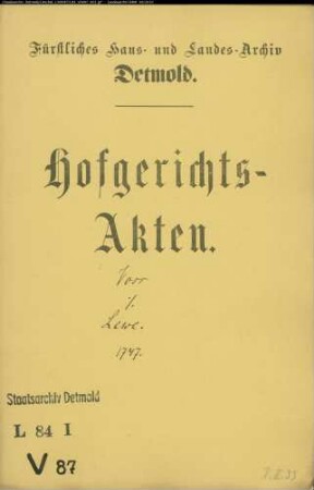 Voss, Johann Bernd zu Greste gegen Johann Hartig Lewe zu Greste - Erdkuhle