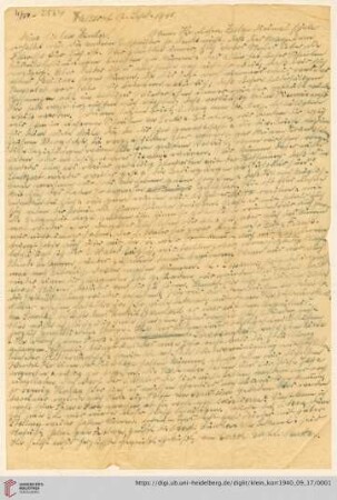 Korrespondenz von Alice und Ludwig Klein: Brief von Alice Klein an Max Klein und Susanne Klein