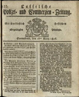 Nr. 22, Sonnabend, den 16ten Maerz 1816