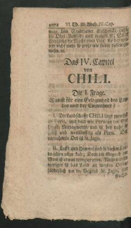 Das IV. Capitel von Chili.