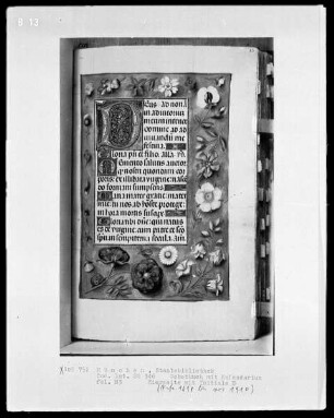 Gebetbuch mit Kalendarium — Initiale D(eus) und Vollbordüre, Folio 83recto