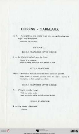 Dessins - Tableaux (Nr. 1-8)