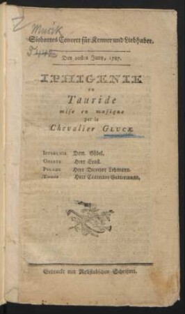 Iphigenie en Tauride : [Tragédie en quatre Actes ; Par M. Guillard]