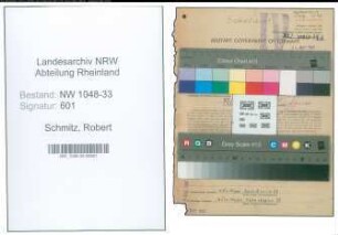Entnazifizierung Robert Schmitz , geb. 11.01.1891 (Lehrer)