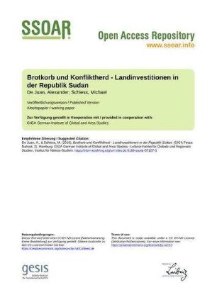 Brotkorb und Konfliktherd - Landinvestitionen in der Republik Sudan