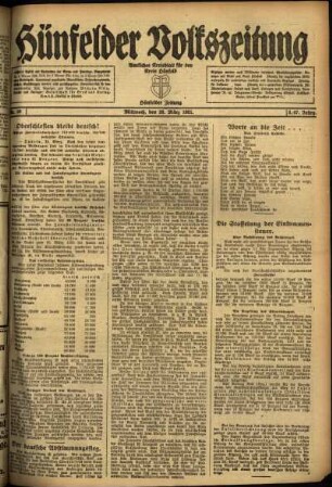 Ausgabe vom Mittwoch, den 23. März 1921.