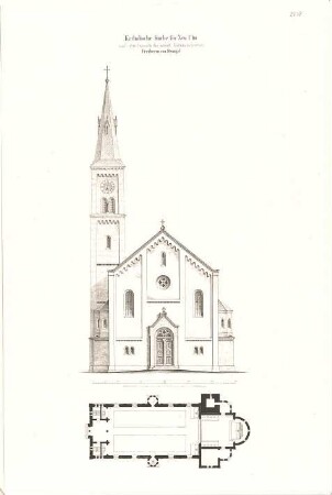 Stengel, Georg von; Neu-Ulm; Kath. Kirche - Grundriss, Aufriss