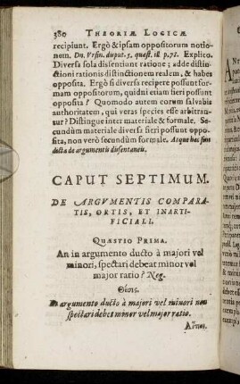 Caput Septimum. De Argumentis Comparatis, Ortis, Et Inartificiali