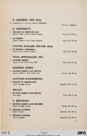 Grande vente aux enchères de tableaux anciens et modernes (Nr. 1-93)