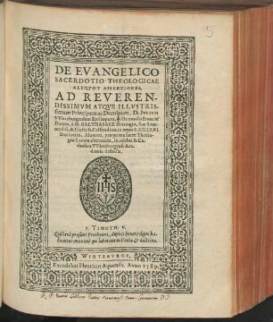 De evangelico sacerdotio theologicae aliquot assertiones