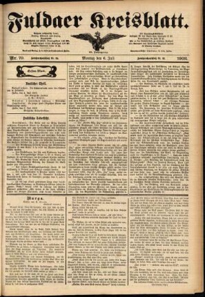 Erste Ausgabe vom Montag, den 06. Juli 1903.