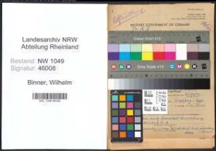 Entnazifizierung Wilhelm Binner , geb. 28.11.1919 (Angestellter)