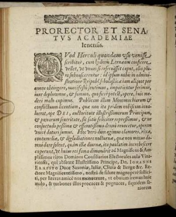 Prorector Et Senatus Academiae Ienensis.