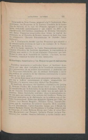 El Instituto Americano y los proyectos por él elaborados