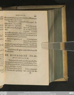 De Discrimine Praedicabilium.