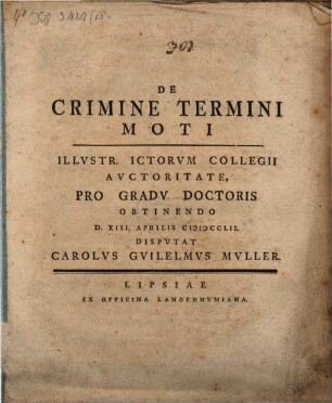 De Crimine Termini Moti