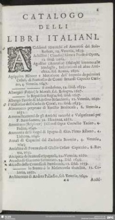Catalogo Delli Libri Italiani