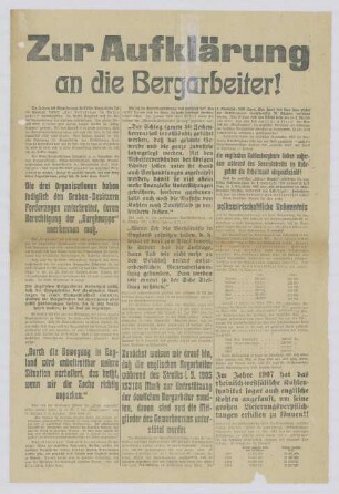 "Zur Aufklärung an die Bergarbeiter!"