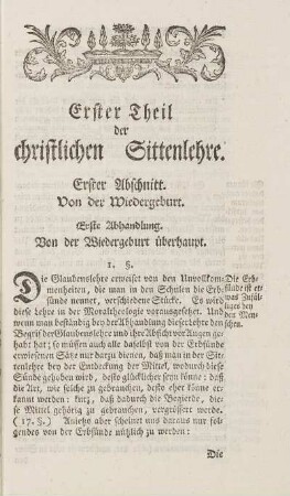 Erster Theil der christlichen Sittenlehre