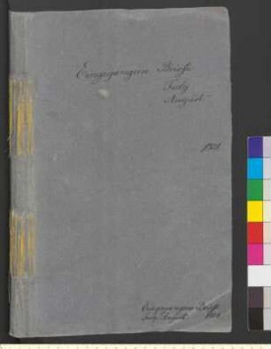 Alter Umschlag "Eingegangene Briefe July August 1828."