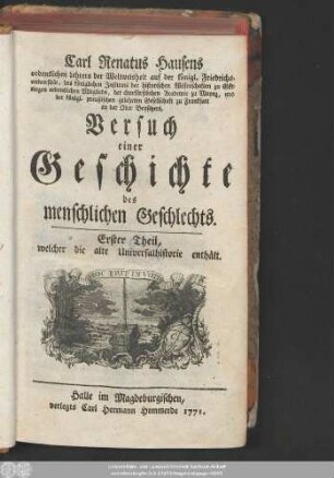 1: Welcher die alte Universalhistorie enthält