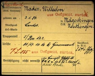 Mader, Wilhelm - Männer, Friedrich