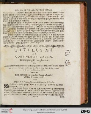 Titulus XIII. De Continentia causae