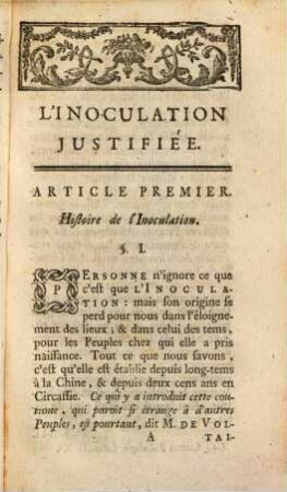 L' Inoculation justifiée