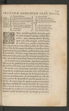 Secundae Canonicae Joan. Divisio.