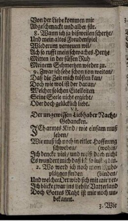 VI. Der ungewissen Liebhaber Nacht-Gedancken