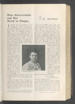 Miss Abercrombie and her work in Ningpo