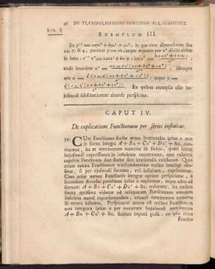 Caput IV. De explicatione Functionum per series infinitas