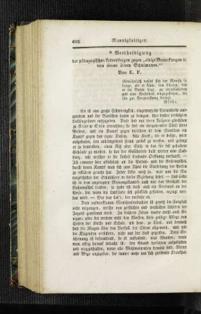Vertheidigung der pädagogischen Lebensfragen gegen "einige Bemerkungen etc. von einem älteren Schulmann"