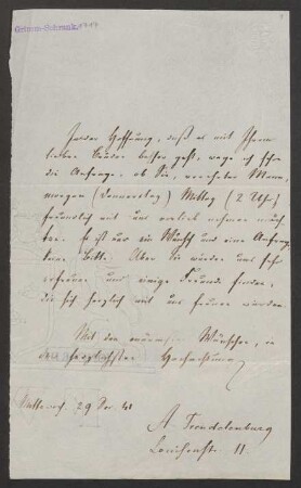 Brief an Jacob Grimm : 29.12.1841-22.01.1858