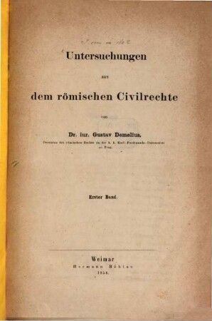 Untersuchungen aus dem römischen Civilrechte, 1